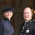 La princesse Charlene et le prince Albert II de Monaco lors de la Fête nationale le 19 novembre 2012