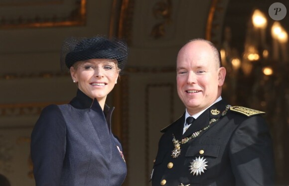 La princesse Charlene et le prince Albert II de Monaco lors de la Fête nationale le 19 novembre 2012