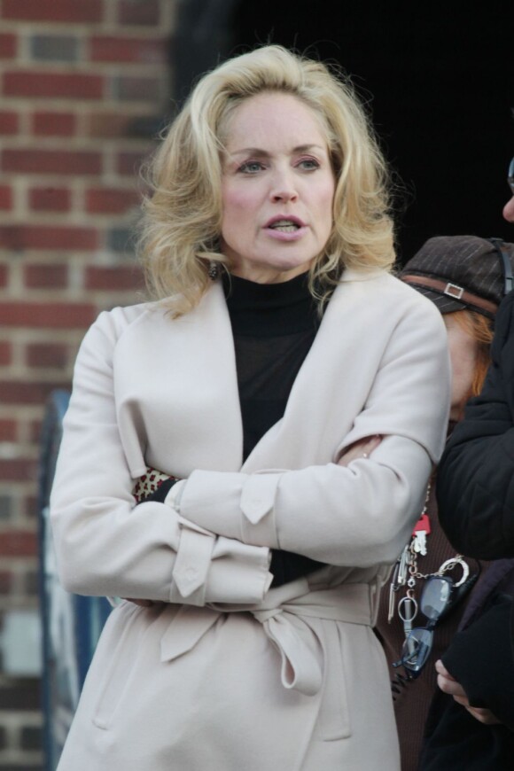 Sharon Stone sur le tournage du film Fading Gigolo à New York, le 26 novembre 2012.