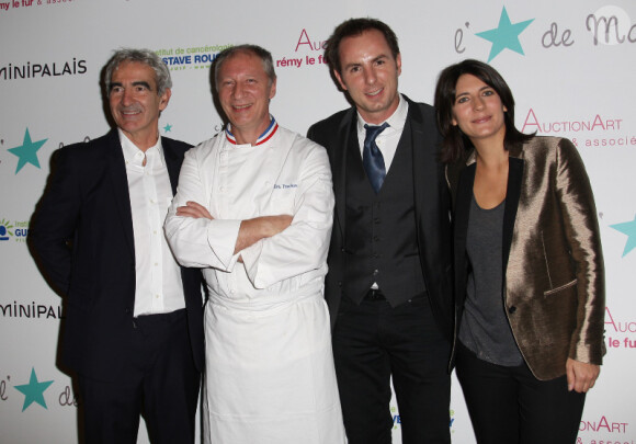 Raymon Domenech, Eric Fréchon, Jean-Philippe Doux et Estelle Denis au premier dîner de Gala de L'étoile de Martin au Mini Palais à Paris, le 29 Novembre 2012.