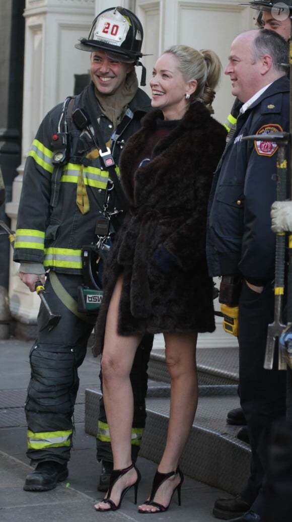 Sharon Stone fait de l'effet sur le tournage de Fading Gigolo à New York, le 29 novembre 2012.