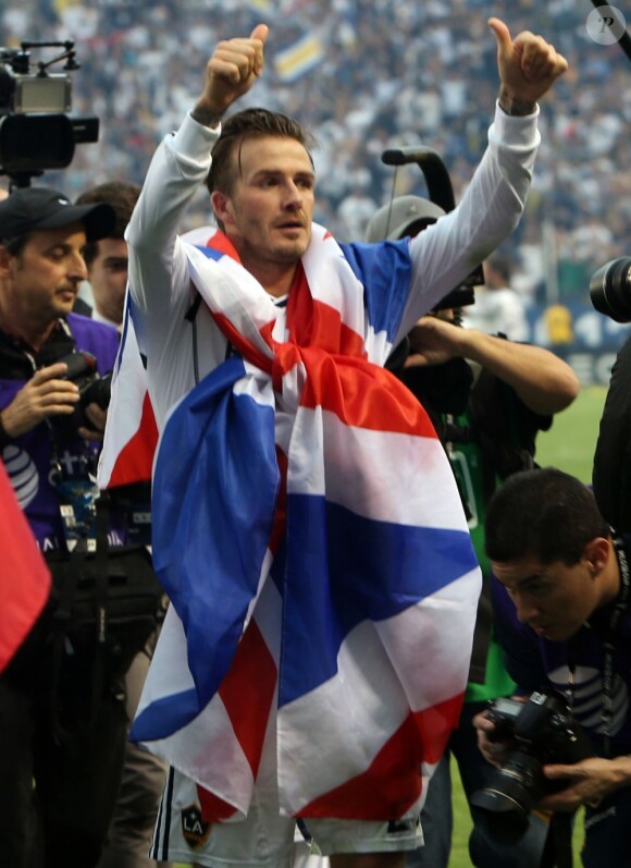 Le beau David Beckham fait ses adieux à son club des 'LA Galaxy' apres leur victoire à Carson, USA, le 1er Decembre 2012.