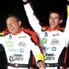 Jean-Pierre Pernaut et son fils Olivier Pernaut présentent leur voiture pour le trophée Andros, sur le pont de l'Alma à Paris, le 4 Decembre 2012.