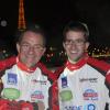 Le présentateur du JT de TF1 Jean-Pierre Pernaut et son fils Olivier Pernaut présentent leur voiture pour le trophée Andros, sur le pont de l'Alma à Paris, le 4 Decembre 2012.