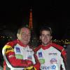 Jean-Pierre Pernaut et son fils Olivier Pernaut présentent leur voiture pour le trophée Andros, sur le pont de l'Alma à Paris, le 4 Decembre 2012.