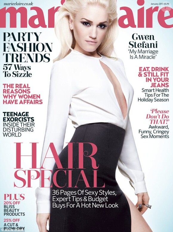 Gwen Stefani fait la couverture du Marie Claire Uk de janvier 2013.