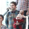 Jack Osbourne, sa femme Lisa Stelly et leur fille Pearl sont allés voir le père Noël au Beverly Center Mall à Los Angeles. Le 8 décembre 2012.