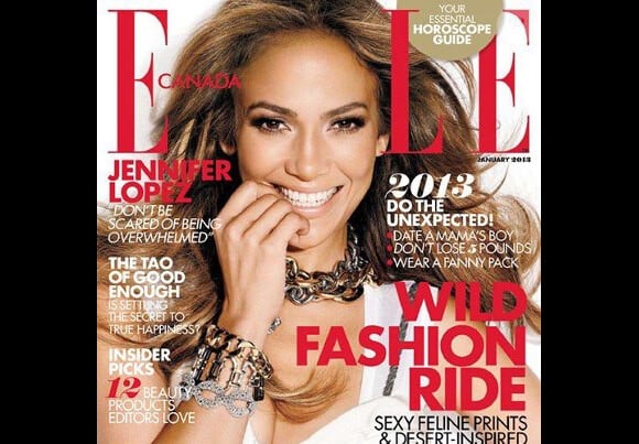 Jennifer Lopez en couverture du Elle Canada pour le mois de janvier 2013.