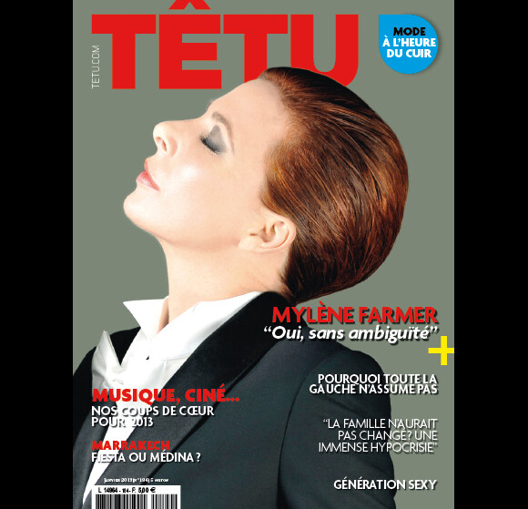 Mylène Farmer en couverture de Têtu, en kiosques le 19 décembre 2012.