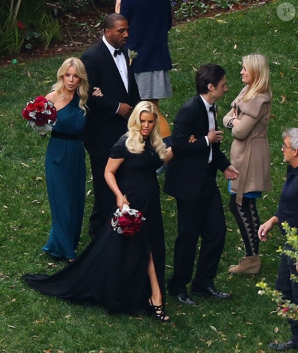 Jessica Simpson lors du mariage de Donald Faison et Cacee Cobb, à Los Angeles, dans la maison de Zach Braff, le 15 décembre 2012.