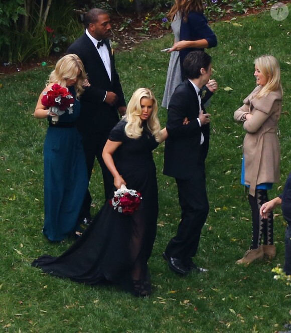 Jessica Simpson le jour du mariage de Donald Faison et Cacee Cobb, à Los Angeles, dans la maison de Zach Braff, le 15 décembre 2012.