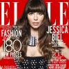 Jessica Biel, habillée d'une robe Christian Dior et photographiée par Thomas Whiteside, pose en couverture du magazine Elle de janvier 2013.