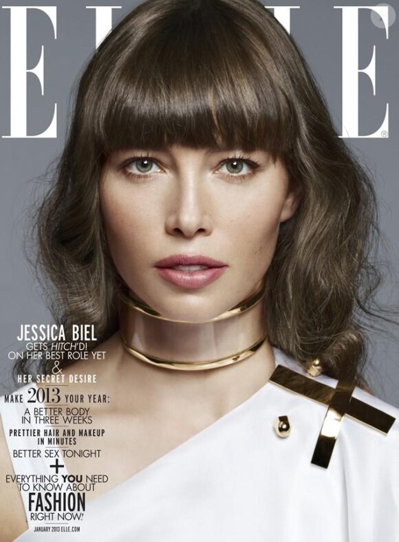 Jessica Biel, photographiée par Thomas Whiteside, pose en couverture du magazine Elle de janvier 2013.