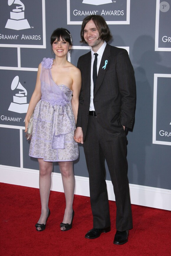 Zooey Deschanel et son ex-époux Ben Gibbard à la 51e cérémonie des Grammy Awards à Los Angeles le 8 février 2009.
