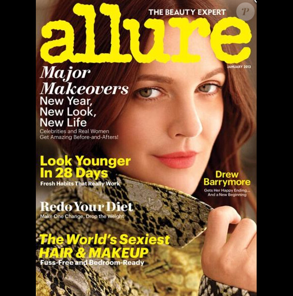 Drew Barrymore en couverture du magazine Allure