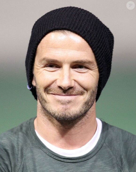 David Beckham, souriant pour ses adieux aux Los Angeles Galaxy au Home Depot Center. Carson, le 3 décembre 2012.