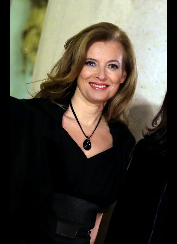 Valérie Trierweiler au dîner d'État en l'honneur de Dilma Rousseff, Présidente de la République Fédérale du Bresil, au Palais de l'Élysée à Paris, le 11 décembre 2012.