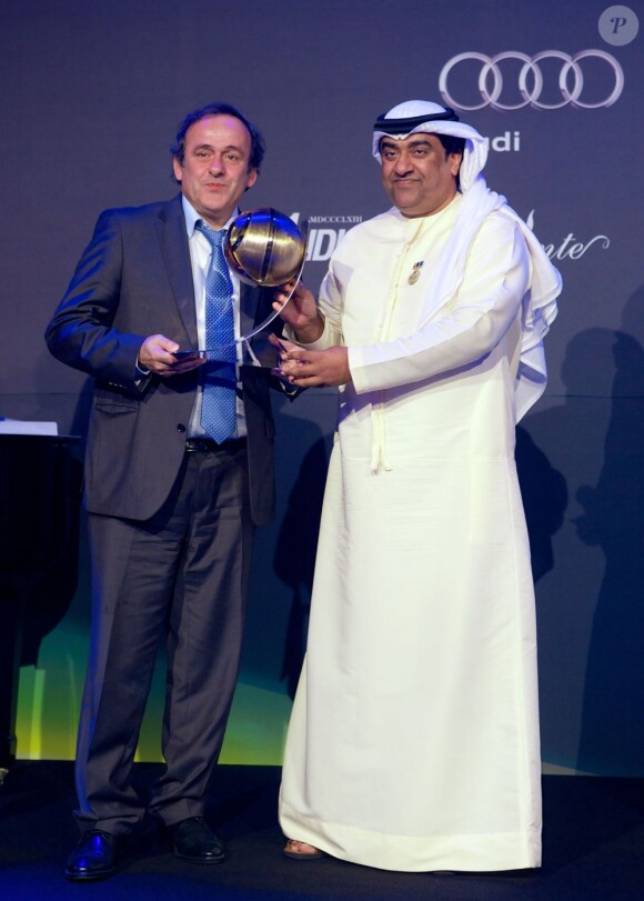 Michel Platini a reçu un Special Award au gala des Globe Soccer Awards à Dubai le 28 décembre 2012.