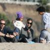Heidi Klum, sa fille Lou, son fils Johan et son compagnon Martin Kirsten passent la journée sur une plage à Santa Monica, le 1er janvier 2013.