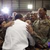 Barack Obama arrive à la base américaine de Bagram en Afghanistan, le 1er mai 2012.