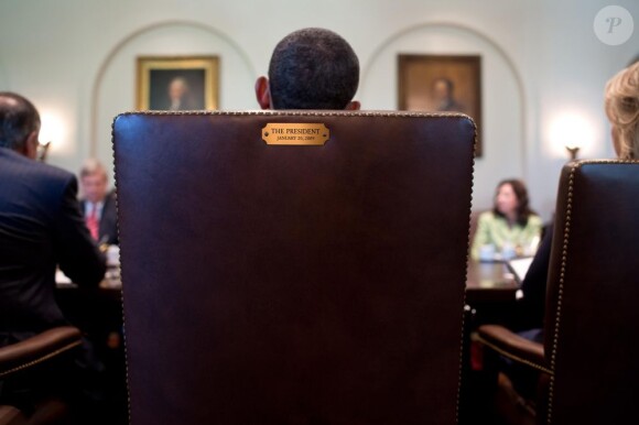 "Ce siège est pris", la réponse de Barack Obama au discours de Clint Eastwood à la convention du Parti Républicain face à une chaise vide. Le 26 juillet 2012.