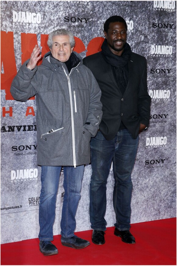 Claude Lelouch et Jacky Ido lors de l'avant-première parisienne du film Django Unchained au Grand Rex, le 7 janvier 2013.