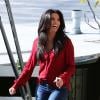Eva Longoria se promène dans les rues et éclate de rire de Santa Monica, le 7 janvier 2013