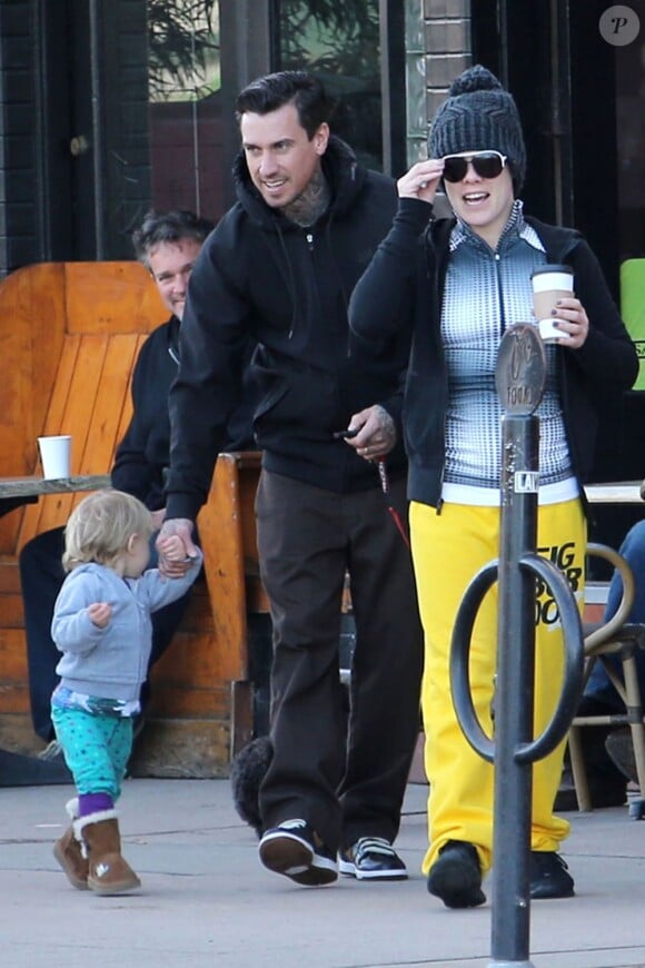 La chanteuse Pink, son mari Carey Hart et leur fille Willow profitant d'un après-midi en famille à Los Angeles, le vendredi 11 janvier 2013.