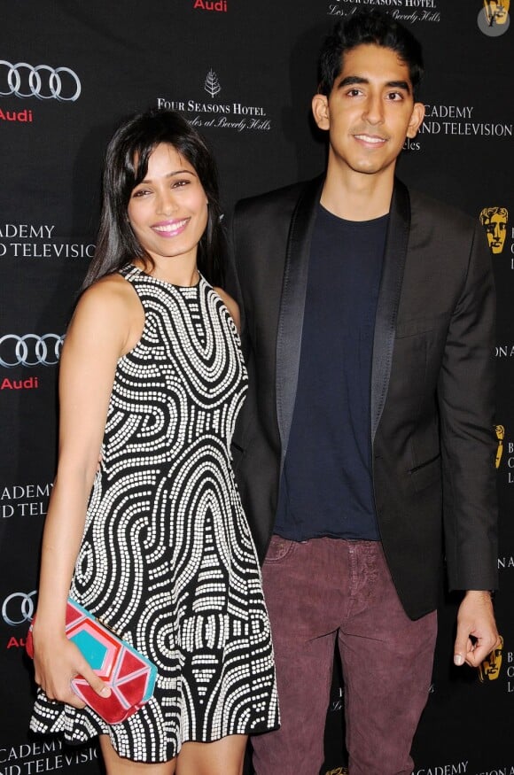 Freida Pinto et son compagnon Dev Patel à la Tea Party des BAFTA à Los Angeles, le 12 janvier 2012.