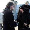 Monica Bellucci accueillie par le cinéaste serbe Emir Kusturica alors qu'elle arrive au Kustendorf International Film and Music Festival, à Banja Luka, le 20 janvier 2013.
