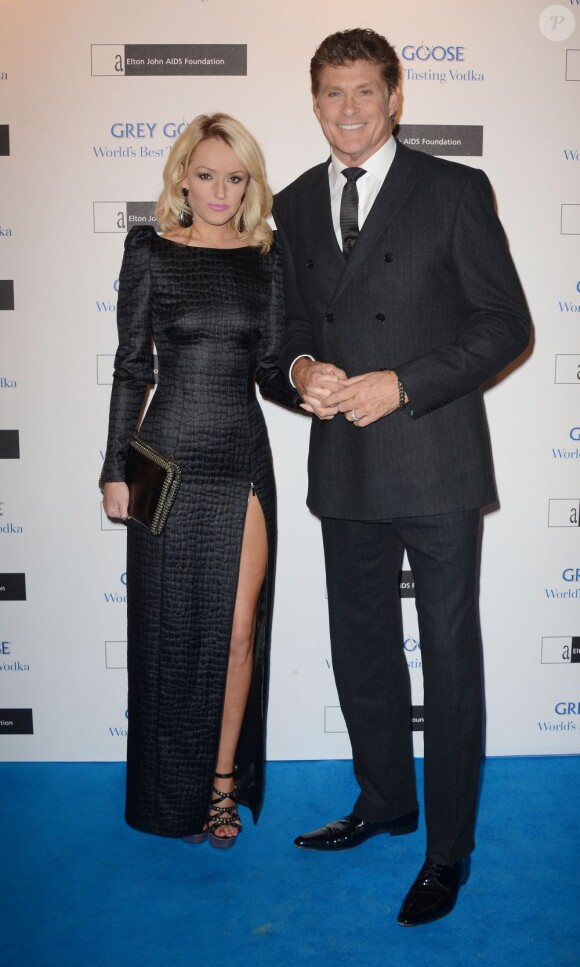 Hayley Roberts et David Hasselhoff lors du Grey Goose Ball au profit de la fondation d'Elton John à Londres. Le 10 novembre 2012.