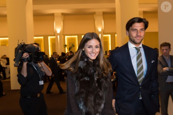 Olivia Palermo et son petit ami mannequin Johannes Huebl au stand Montblanc lors du 23e Salon International de la Haute Horlogerie Palexpo. Genève, le 22 janvier 2013.
