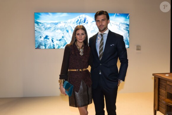 Olivia Palermo et son petit ami mannequin Johannes Huebl au stand Montblanc lors du 23e Salon International de la Haute Horlogerie Palexpo. Genève, le 22 janvier 2013.