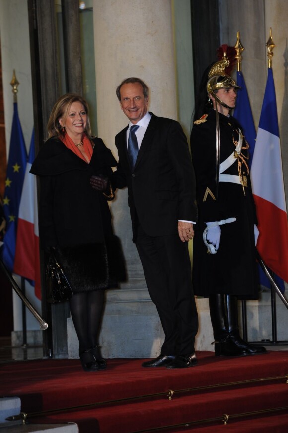 Gérard Longuet et son épouse Brigitte à l'Elysée le 26 janvier 2012.