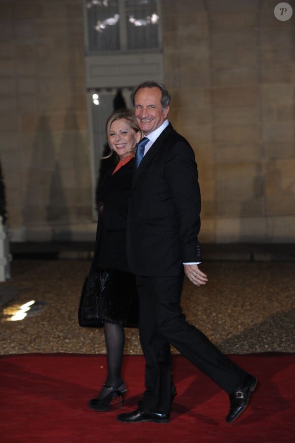 Gérard Longuet et sa femme Brigitte à l'Elysée le 26 janvier 2012.