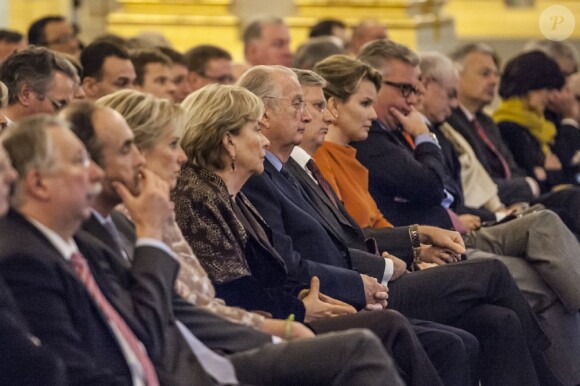 Le roi Albert II de Belgique et la famille royale lors d'une réception du Nouvel An pour les autorités du pays, le 29 janvier 2013