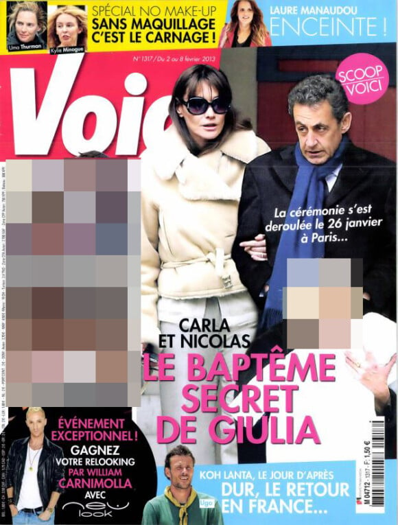 La couverture du magazine Closer du 2 février 2013 avec les photos du baptême secret de Giulia Sarkozy