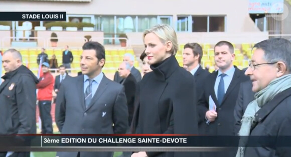 Charlene de Monaco faisait équipe avec Byron Kelleher le 2 février 2013 au Stade Louis-II pour le 3e Challenge Sainte-Dévote, un tournoi rugby junior.