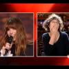 Lou Doillon félicitée par sa maman, Jane Birkin, lors des Victoires de la Musique, sur France 2 le 8 février 2013.
