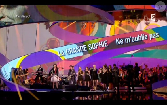 La Grande Sophie interprète "Ne m'oublie pas" lors des Victoires de la Musique, sur France 2 le 8 février 2013.