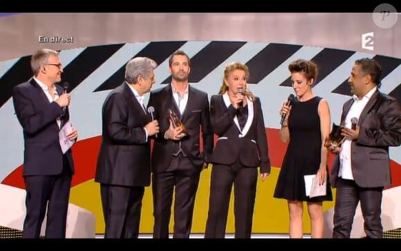 Sheila et Enrico Macias reçoivent une Victoire d'honneur pour leurs 50 ans de carrière lors des Victoires de la Musique, sur France 2 le 8 février 2013.