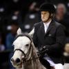 Guillaume Canet montant B., de l'élevage girondin Château Bacon, lors du Jumpinn International de Bordeaux, le 10 février 2013.