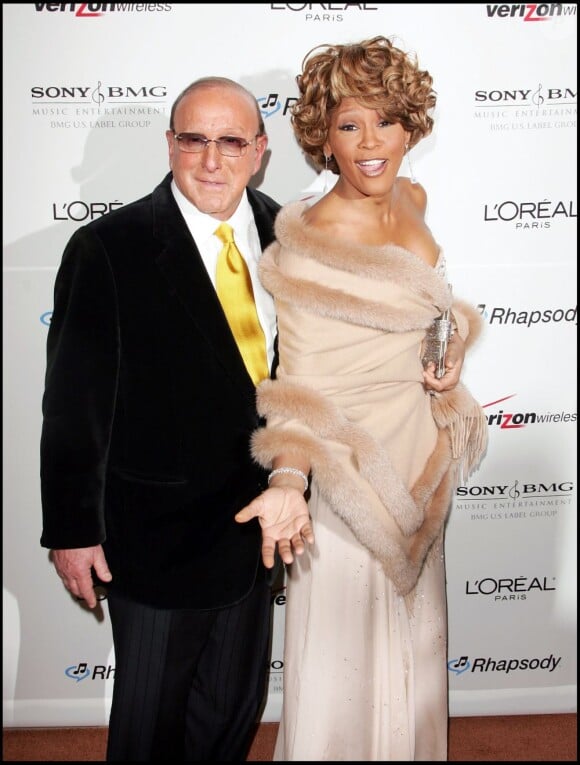 Whitney Houston au gala pré-Grammy Awards organisé chaque année par Clive Davis, le 10 février 2007 à Los Angeles.
