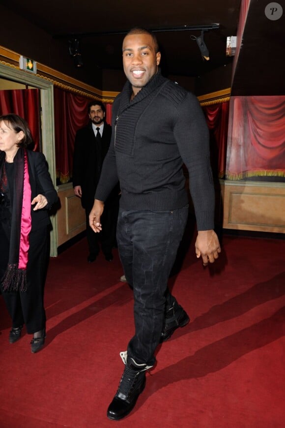 Teddy Riner lors de la présentation de sa statue de cire au musée Grévin, le 11 février 2013 à Paris
