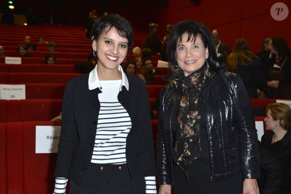 Exclu : Najat Vallaud-Belkacem et Anne Sinclair à la cérémonie du 1er prix Françoise Giroud à Paris le 17 janvier 2013.
