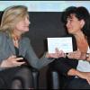 Arianna Huffington et Anne Sinclair pour le lancement de la version française du "Huffington Post", à Paris, le 23 janvier 2012.