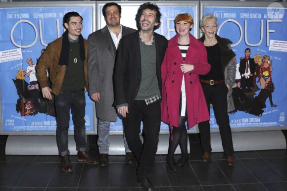 Benjamin Cotto, Yann Coridian, Eric Emmosnino, Luce Brunet et Tonie Marshall à l'avant-première du film Ouf de Yann Coridian au MK2 Bibliothèque a Paris le 19 février 2013.