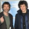 Eric Elmosnino et Vincent Lacoste pendant l'avant-première du film Ouf de Yann Coridian au MK2 Bibliothèque a Paris le 19 février 2013.
