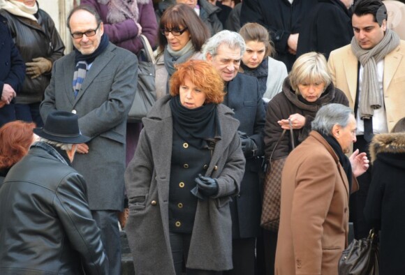 L'actrice Veronique Genest aux obsèques de Christian Azzopardi à Paris, le 22 février 2013.