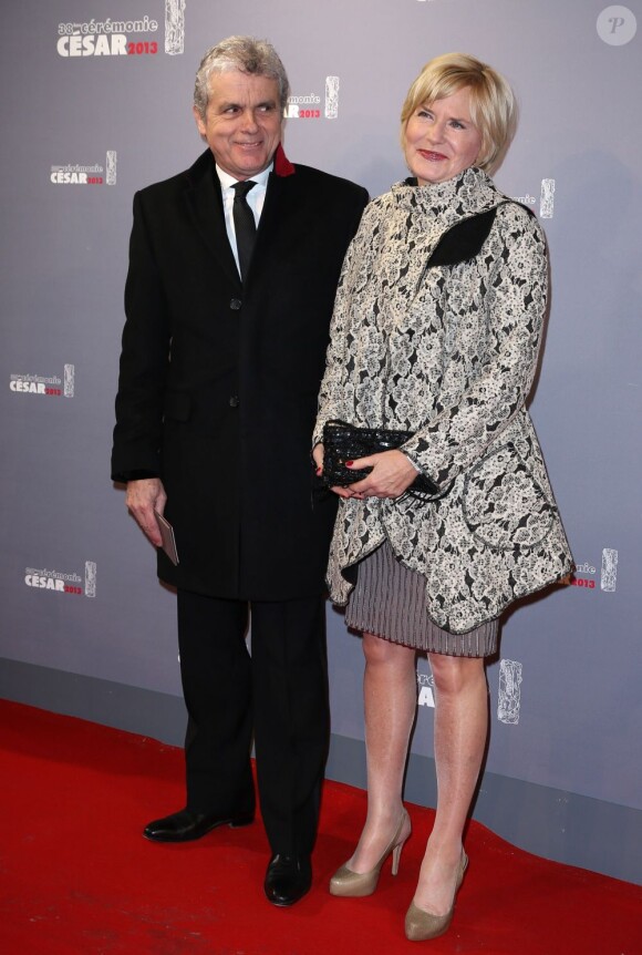 Claude Sérillon et sa compagne Catherine Ceylac lors de la cérémonie des César le 22 février 2013 à Paris